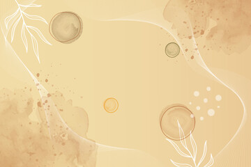 Gradient Fluid watercolor background, fluid watercolor texture in boho style, coffee splash wallpaper