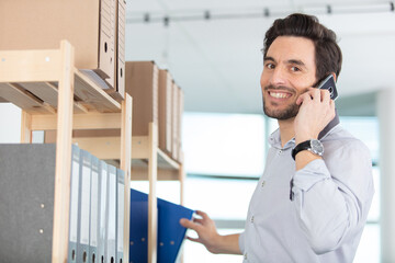 happy businessman on the phone