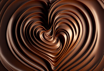Naklejka premium Melted chocolate in a romantic heart shape. Generative ai