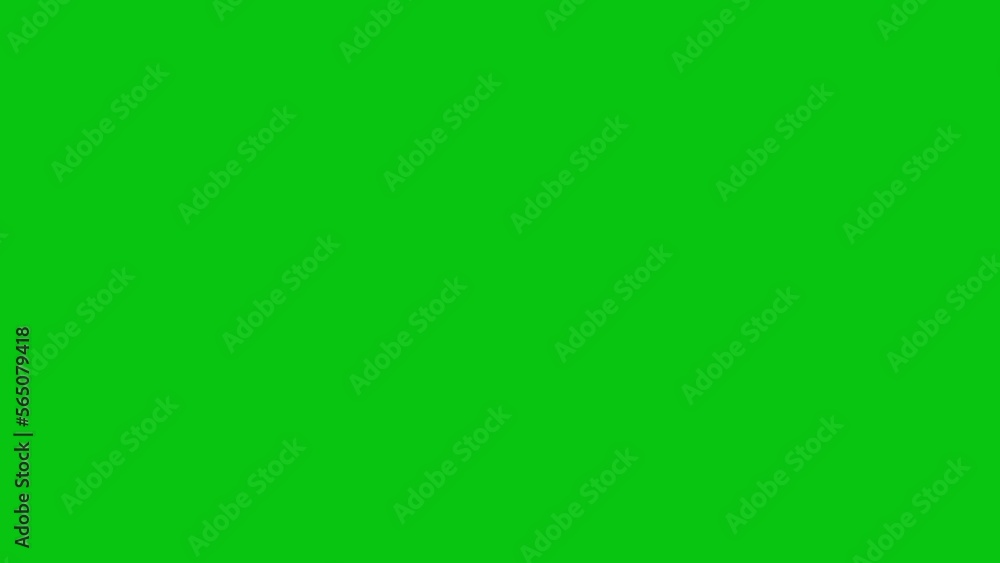 Poster curved arrow animation drawing and pointing to the right side, on a green chrome key background
