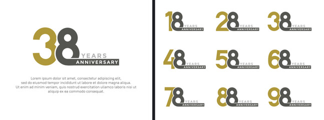 set of anniversary logo style green and black color on white background for special moment