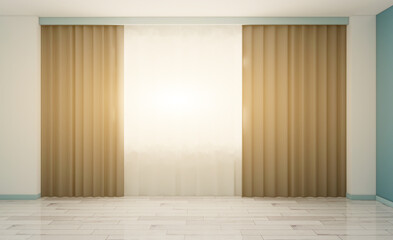 Sunset.. Elegant office interior. Mixed media. 3D rendering.