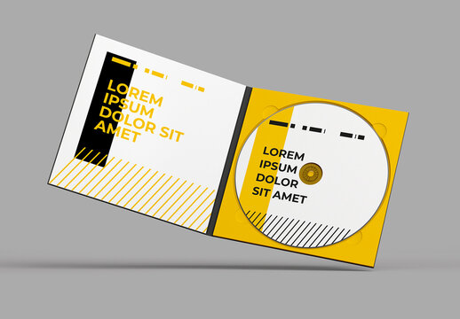 Floating Open CD Cover Mockup