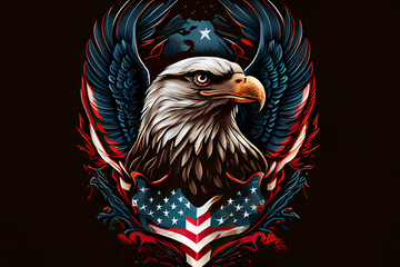The logo Independence eagle Day July 4th for tattoo