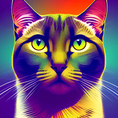 Abstract Colorful Alert Cat