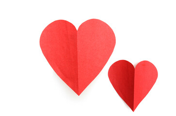 Red heart papers cut