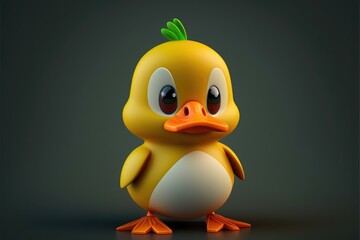 Cute Cartoon Duck Character 3D. Generative AI