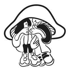 couple in love. two people together.Hugging scene illustration. Vector flat illustration of expressing feelings. Postcard for Valentine's day. linear design. 