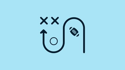 Blue Planning strategy concept icon isolated on blue background. Soccer or american football cup formation and tactic. 4K Video motion graphic animation