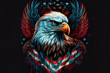 The logo Independence eagle Day July 4th for tattoo
