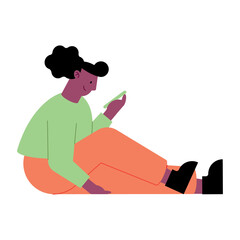 afro woman using smartphone
