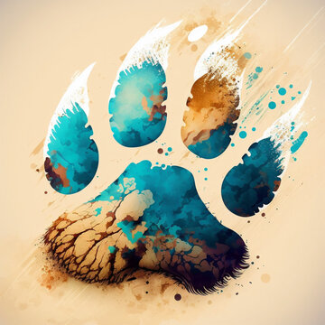 Lion Paw Wallpaper Background - Illustration, Logo Design. Generative AI.