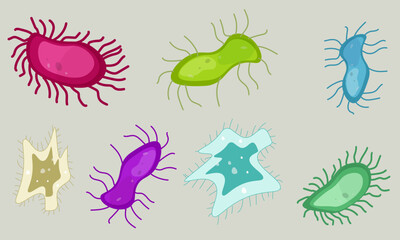 Set of different virus and bacteria shapes. Vector