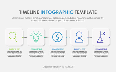 Timeline Creator infographic template. 5 Step timeline journey, calendar Flat simple infographics design template. presentation graph. Business concept with 5 options, gantt vector illustration.	
