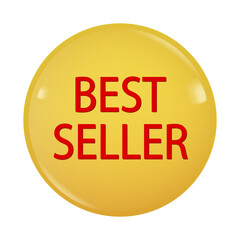 Best seller icon. Yellow label, 3d icon. Top seller