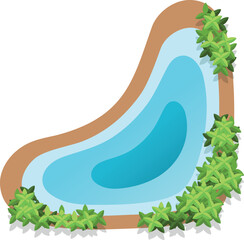 Pond top view. Landscape design water element