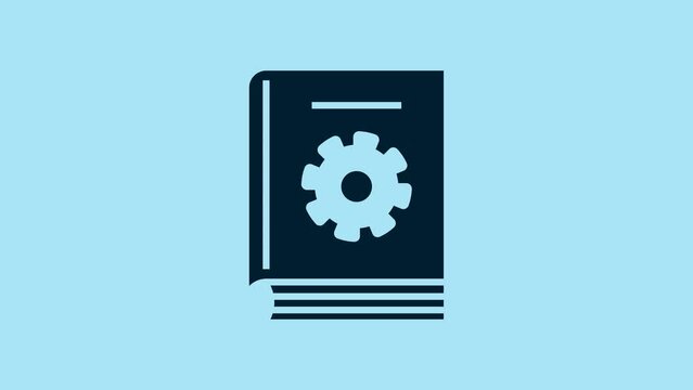 Blue User manual icon isolated on blue background. User guide book. Instruction sign. Read before use. 4K Video motion graphic animation