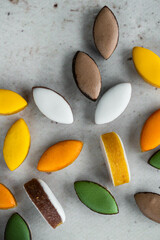 Variety of calissons - traditional French candies. 