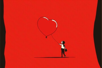 Minimalistic valentines day illustration. Generative Ai.
