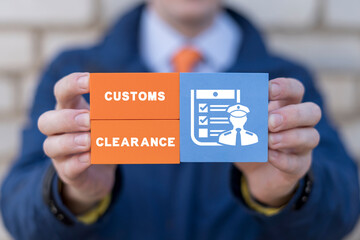 Customs clearance concept. Customs declaration. Customs registration. Cargo delivery, import and export. - obrazy, fototapety, plakaty