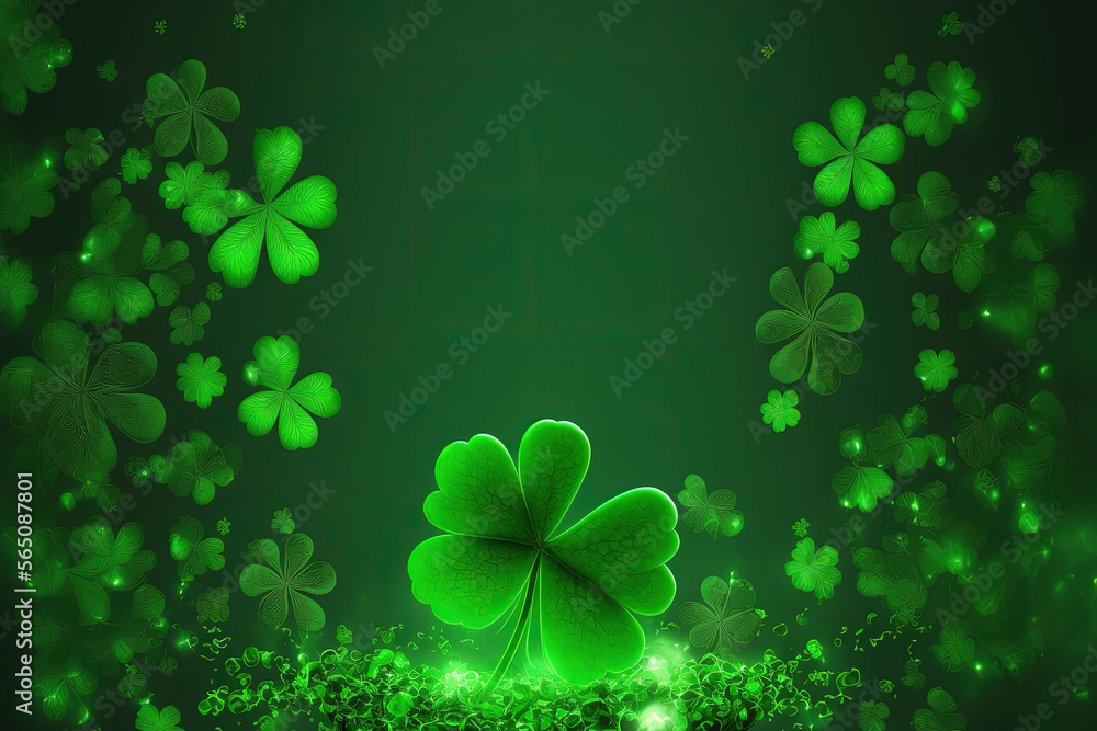Aufkleber st patrick's day lucky charm shamrock irish abstract green bokeh background for happy st patrick's d