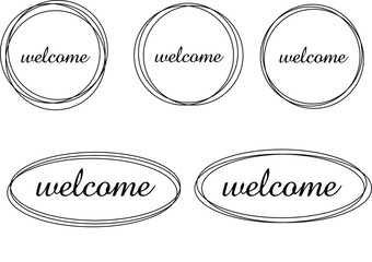 Welcome doodle frame, SVG Vector