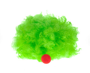 green clown wig isolated on white background