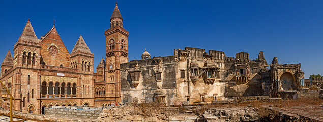 panoramic view of Parag Mahal and old structures around the Mahal in Bhuj Gujarat