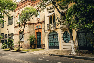 Colonial house in Roma Norte Mexico area, Mexico city - obrazy, fototapety, plakaty