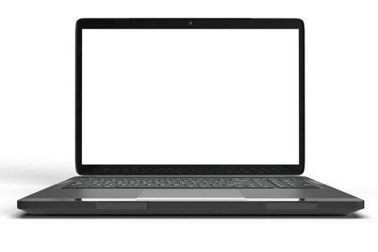 Isolated laptop notebook with empty space. 3D render. transparent white background