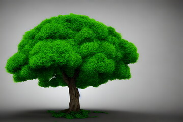 3d rendering illustration of tree with green leaves, Generative AI