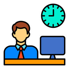 Fototapeta na wymiar Working Hours Filled Line Icon