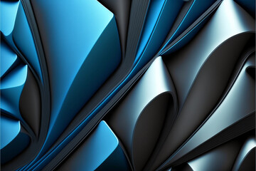 Black and blue abstract wallpaper. 3d background. Generative ai