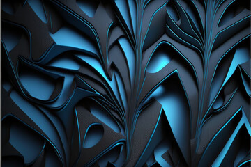 Black and blue abstract wallpaper. 3d background. Generative ai
