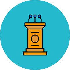Lectern Multicolor Circle Filled Line Icon