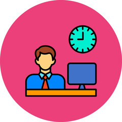 Fototapeta na wymiar Working Hours Multicolor Circle Filled Line Icon
