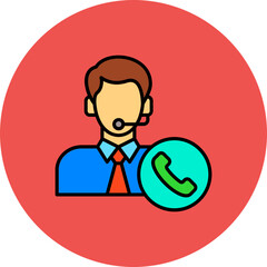 Customer Service Multicolor Circle Filled Line Icon