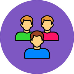 Team Multicolor Circle Filled Line Icon