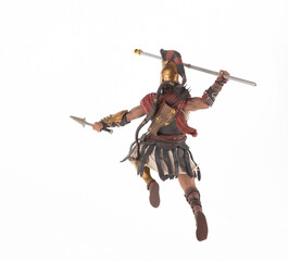 Naklejka premium gladiator with spear isolated on white background