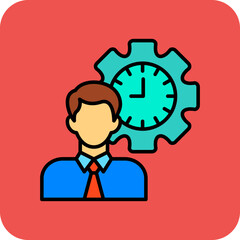 Punctuality Multicolor Round Corner Filled Line Icon