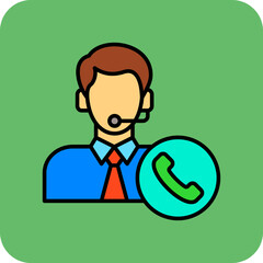 Customer Service Multicolor Round Corner Filled Line Icon