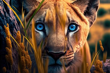 Close up portrait of a majestic lion, generated by ai - obrazy, fototapety, plakaty