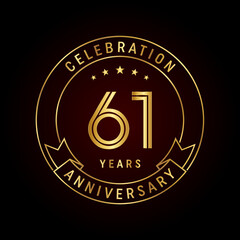 61th anniversary logo design in emblem style. Logo Vector Template