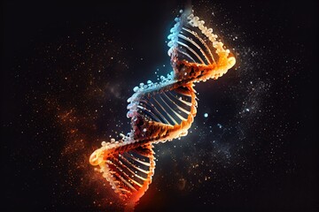 Obraz premium DNA molecular structure strand on black background. Generative AI