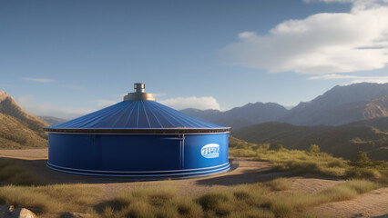 hydrogen tank, gas, gasoline, oil, water, bio-sustainable in the environment, Generative AI