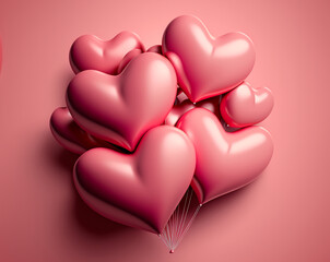 Valentine balloon pink hearts background, Illustration graphic design with generative AI.
