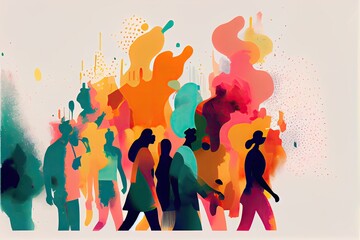Holi festival celebration in the streets, Generative AI