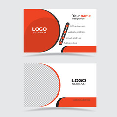 contact card template corporate design visiting card  to business card  for any company  orange color white color and black color business card
