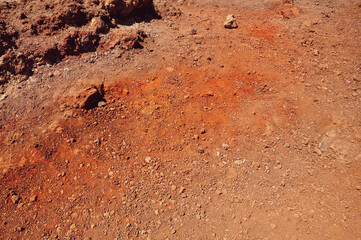 red sulfur earth on the hills of Etna