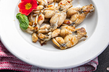 fried frog legs second course meat french food healthy meal food snack on the table copy space food background rustic top view